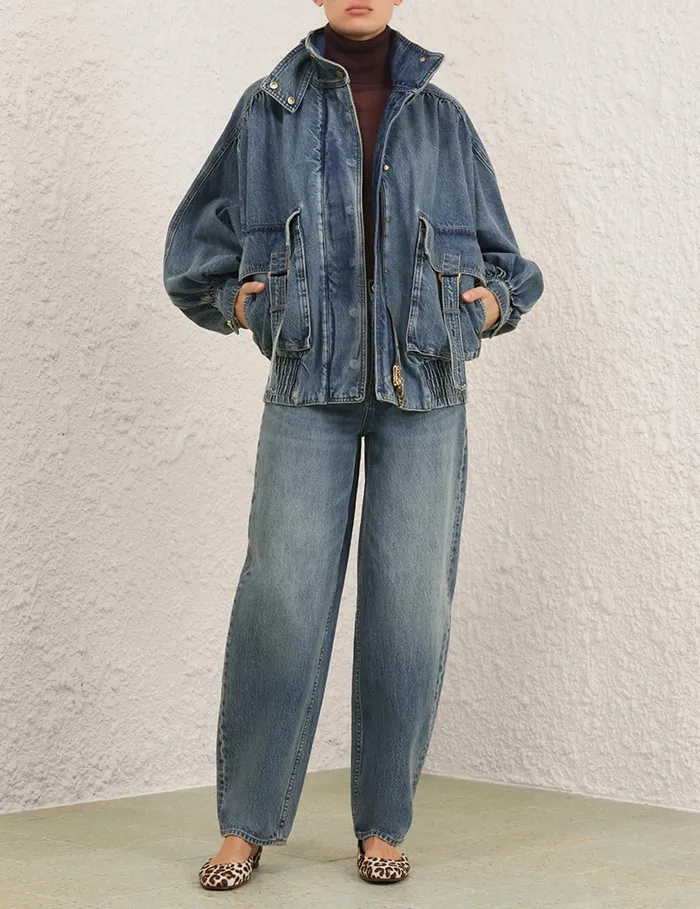 Women Zimmermann Denim Illustration Denim Jacket Neptune