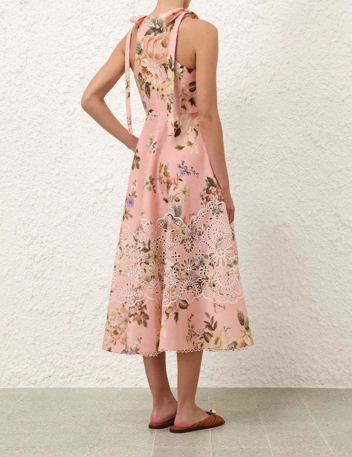 Women Zimmermann Dresses and Coverups Acacia Broderie Midi Dress Pink Floral