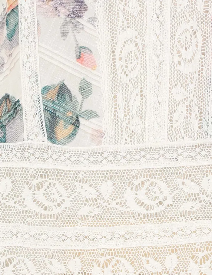 Women Zimmermann Dresses and Coverups Acacia Lace Trim Mini Dress Cream Multi Floral