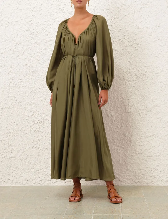 Women Zimmermann Dresses and Coverups Acacia Maxi Dress Khaki