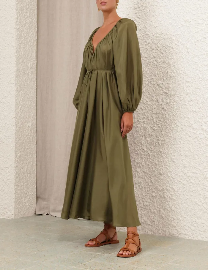 Women Zimmermann Dresses and Coverups Acacia Maxi Dress Khaki