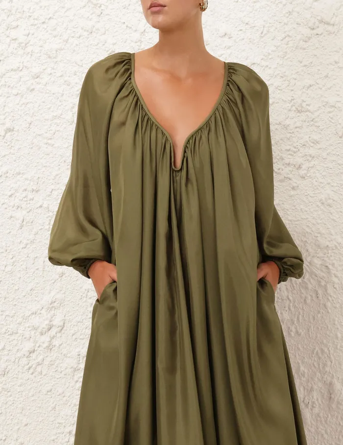 Women Zimmermann Dresses and Coverups Acacia Maxi Dress Khaki