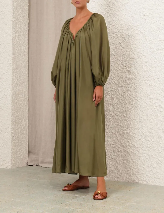 Women Zimmermann Dresses and Coverups Acacia Maxi Dress Khaki
