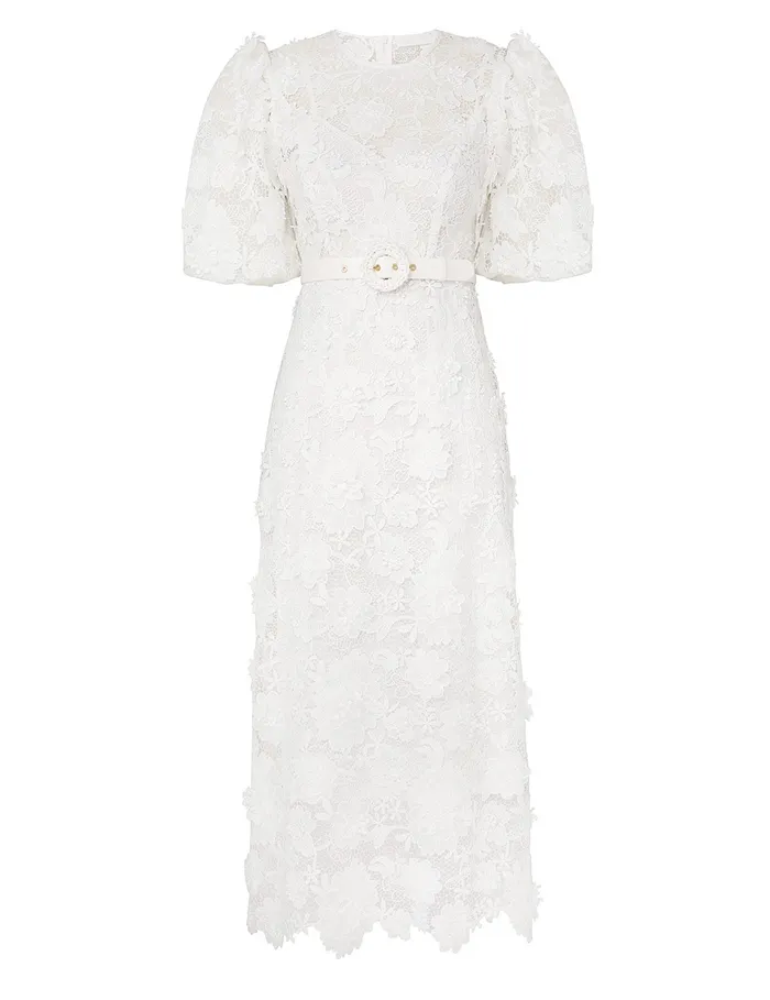 Women Zimmermann Dresses and Coverups Halliday Lace Flower Dress Ivory