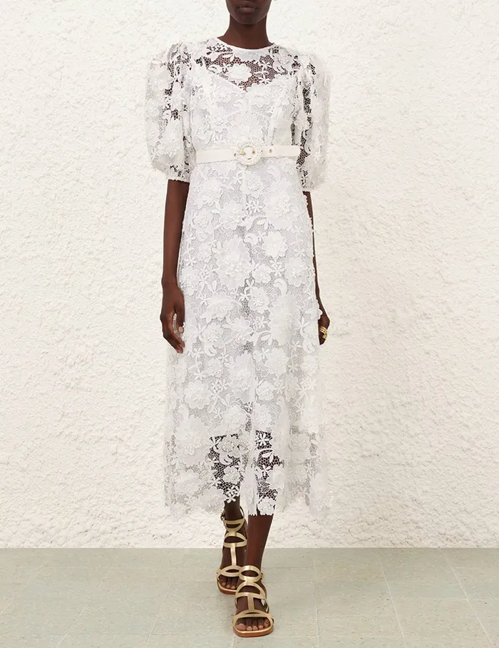 Women Zimmermann Dresses and Coverups Halliday Lace Flower Dress Ivory