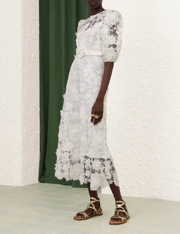 Women Zimmermann Dresses and Coverups Halliday Lace Flower Dress Ivory