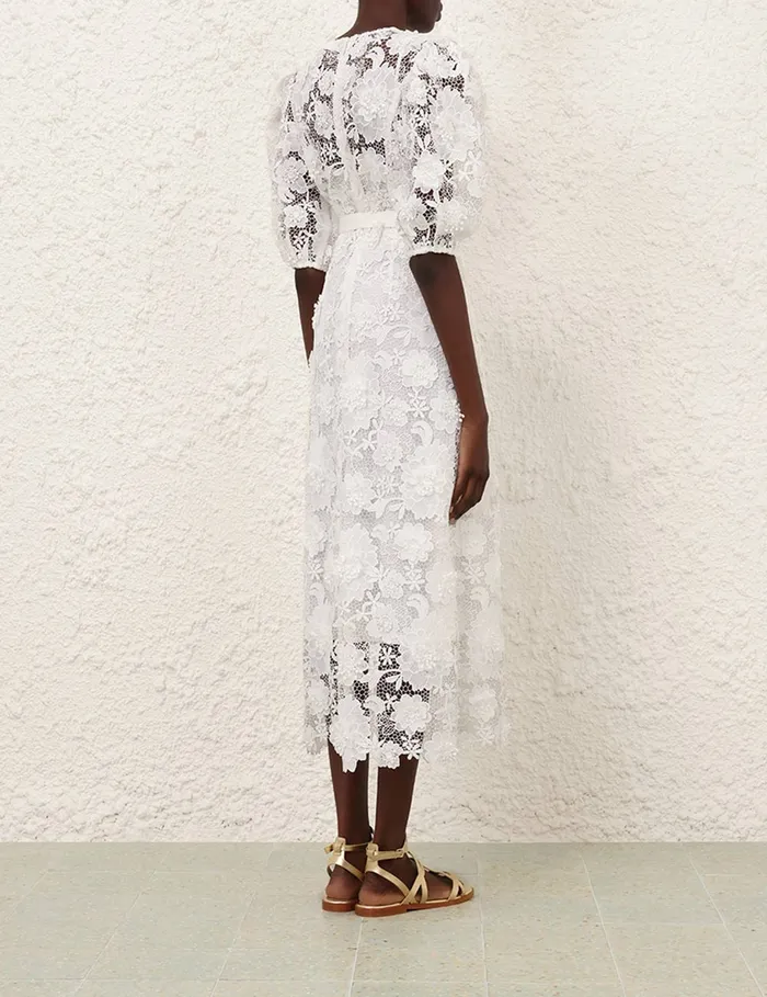 Women Zimmermann Dresses and Coverups Halliday Lace Flower Dress Ivory