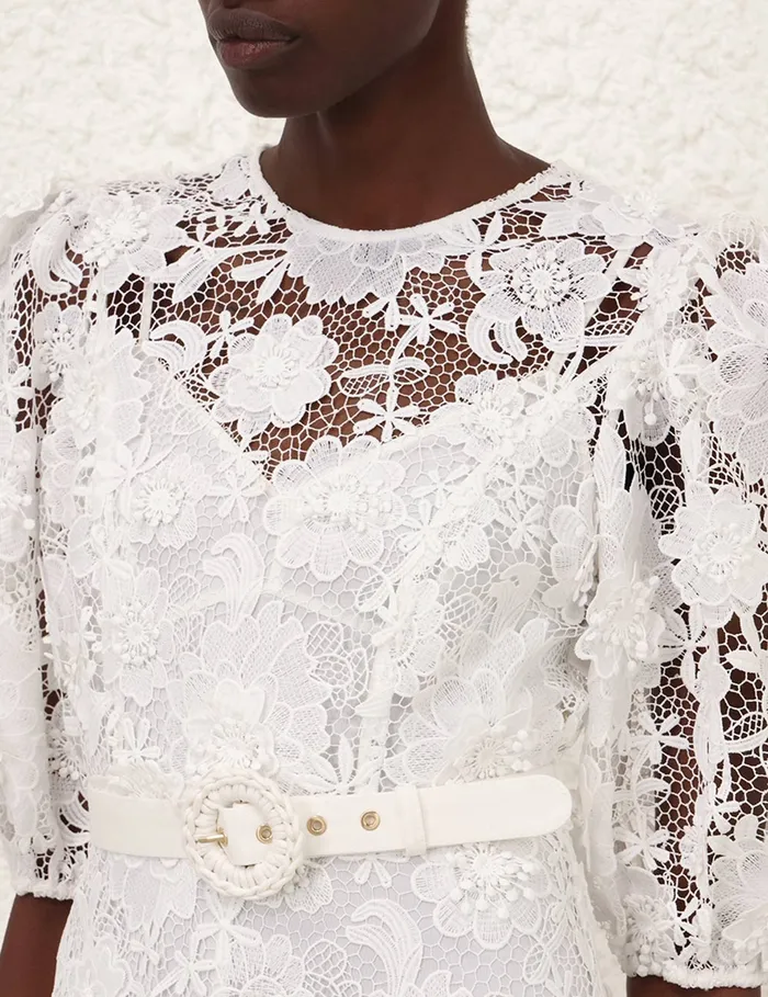 Women Zimmermann Dresses and Coverups Halliday Lace Flower Dress Ivory