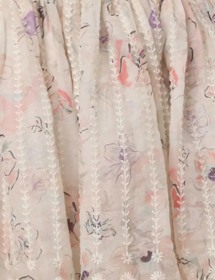 Women Zimmermann Dresses and Coverups Halliday Mini Dress Ivory Watercolour Floral