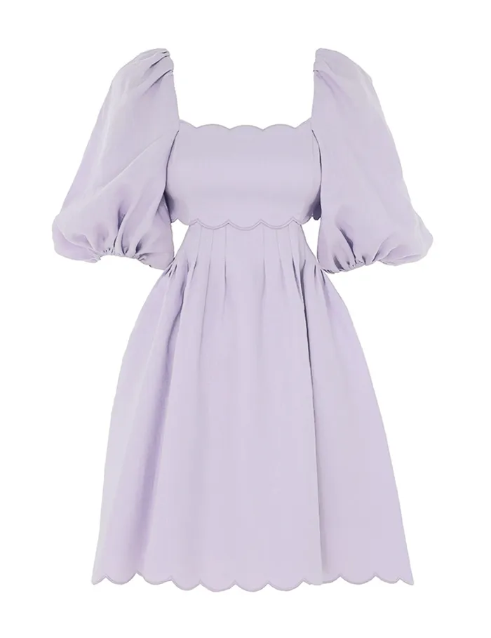 Women Zimmermann Dresses and Coverups Halliday Scallop Mini Dress Lilac