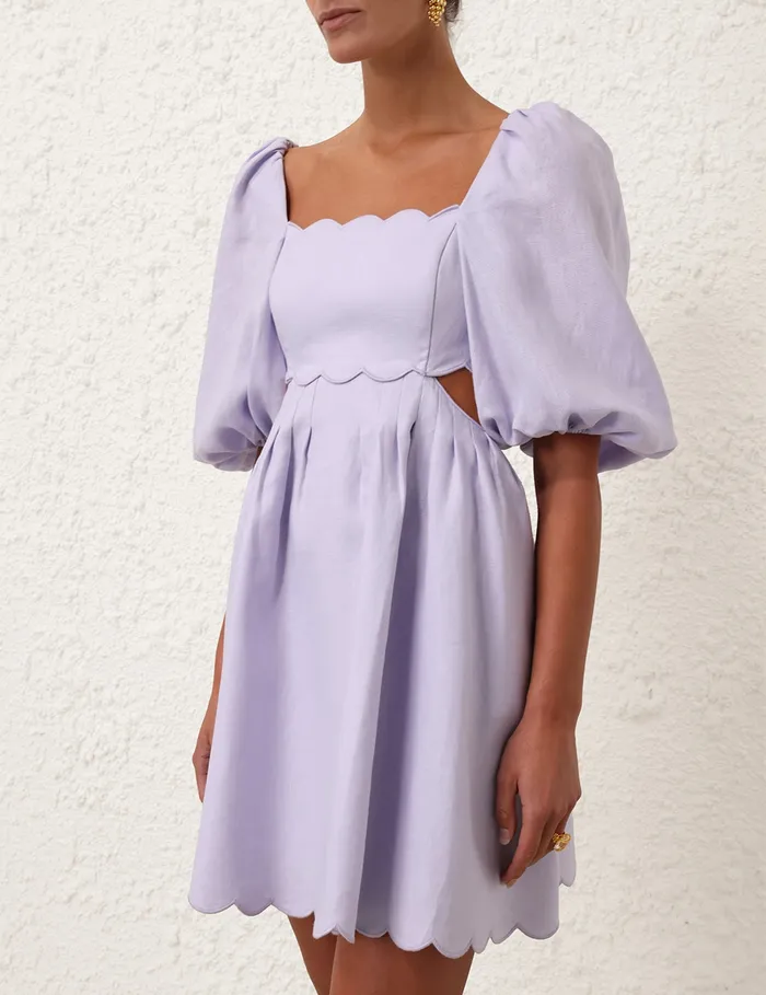 Women Zimmermann Dresses and Coverups Halliday Scallop Mini Dress Lilac