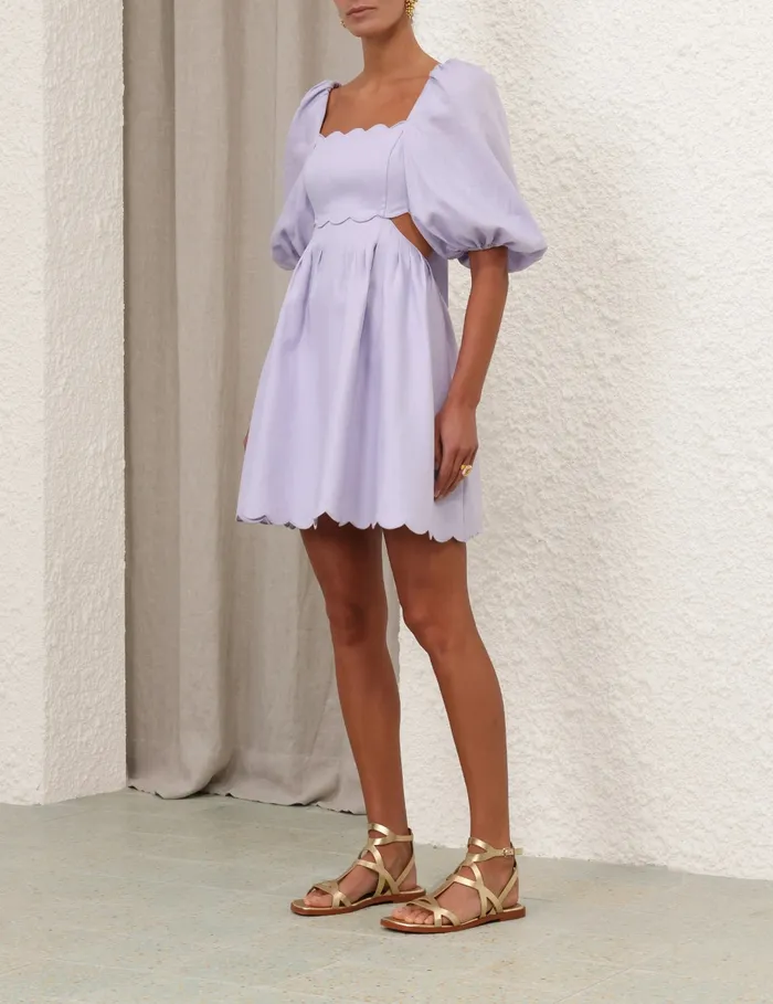 Women Zimmermann Dresses and Coverups Halliday Scallop Mini Dress Lilac