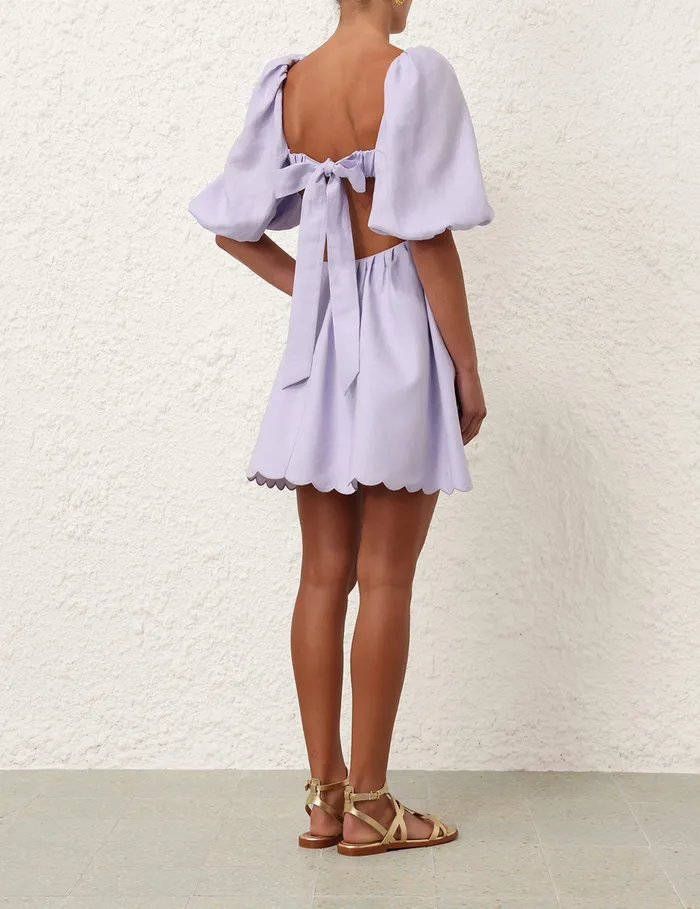 Women Zimmermann Dresses and Coverups Halliday Scallop Mini Dress Lilac