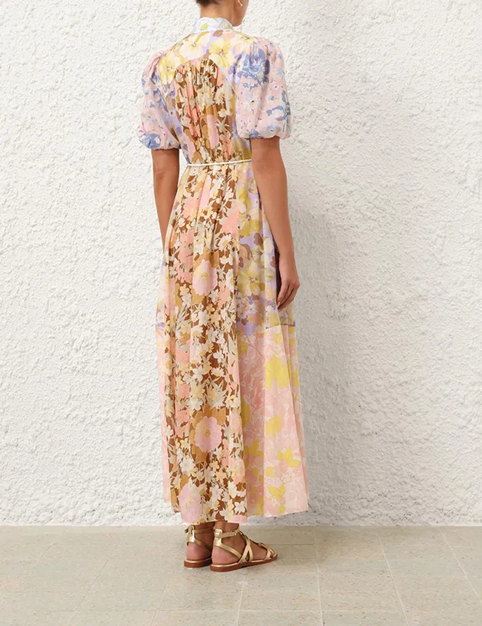Women Zimmermann Dresses and Coverups Pop Puff Sleeve Maxi Dress Spliced