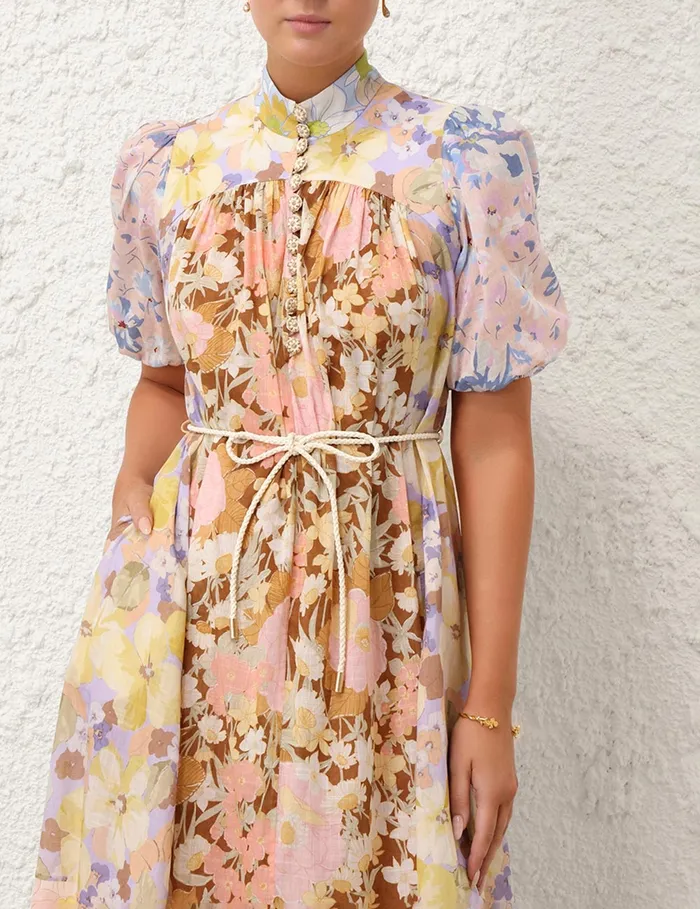 Women Zimmermann Dresses and Coverups Pop Puff Sleeve Maxi Dress Spliced