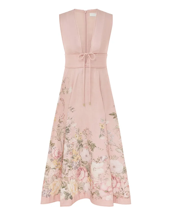 Women Zimmermann Dresses and Coverups Waverly Plunge Midi Dress Pink Floral