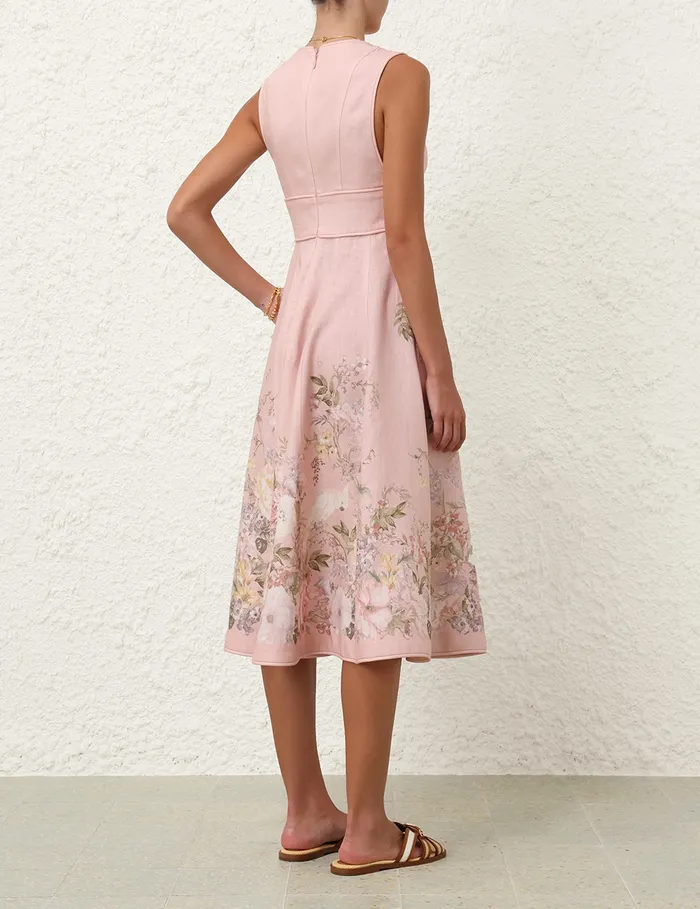 Women Zimmermann Dresses and Coverups Waverly Plunge Midi Dress Pink Floral