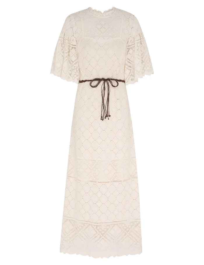 Women Zimmermann Dresses and Coverups Wylie Crochet Midi Dress Tea