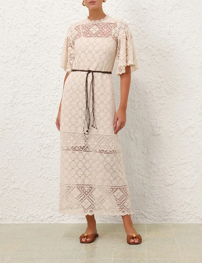 Women Zimmermann Dresses and Coverups Wylie Crochet Midi Dress Tea