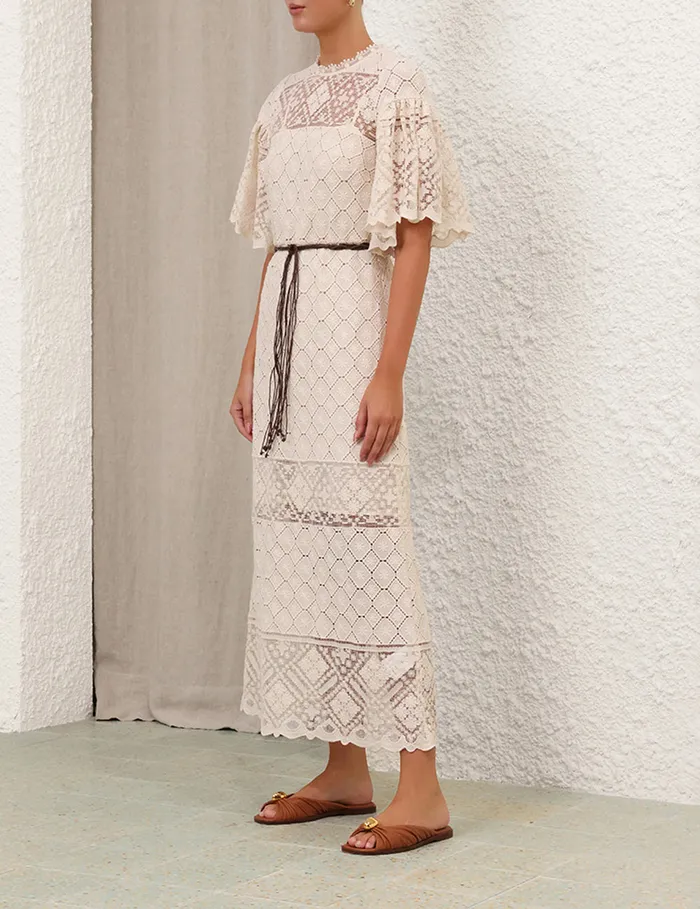 Women Zimmermann Dresses and Coverups Wylie Crochet Midi Dress Tea