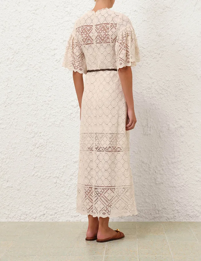 Women Zimmermann Dresses and Coverups Wylie Crochet Midi Dress Tea