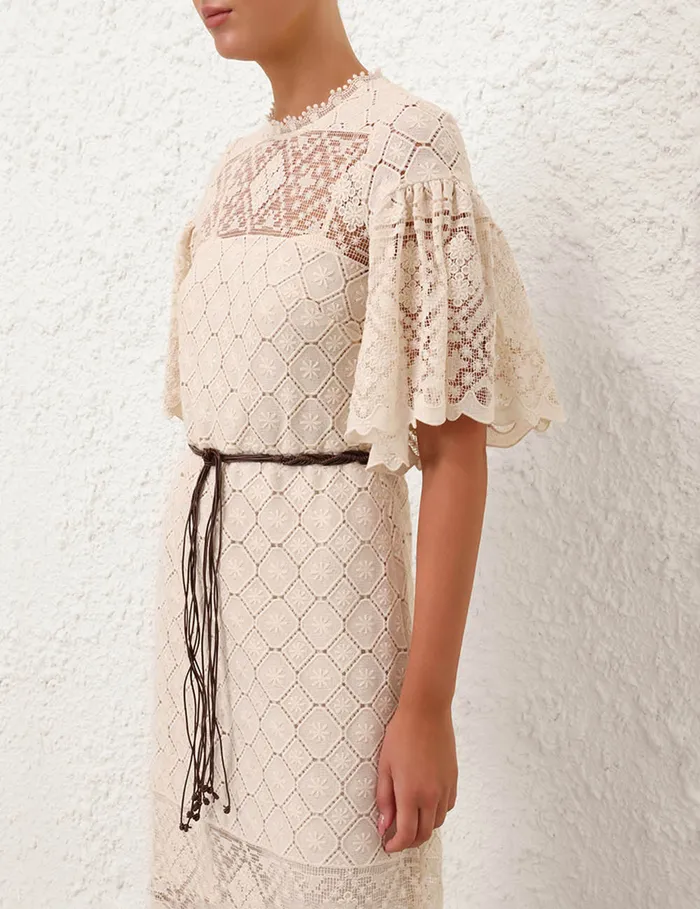 Women Zimmermann Dresses and Coverups Wylie Crochet Midi Dress Tea