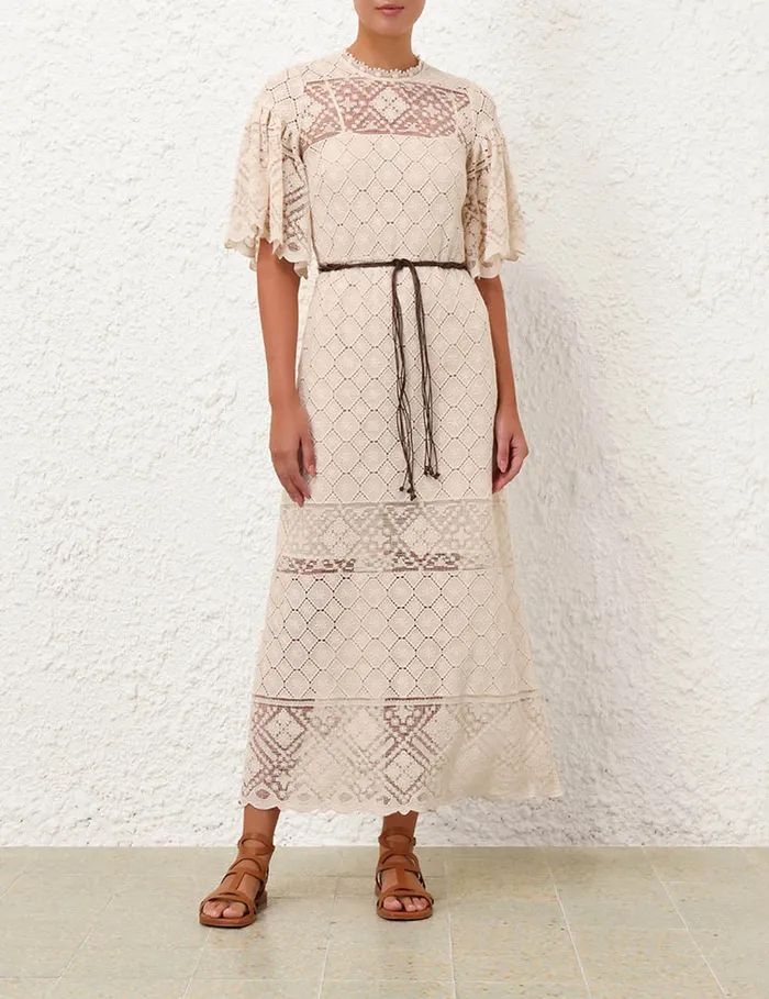 Women Zimmermann Dresses and Coverups Wylie Crochet Midi Dress Tea
