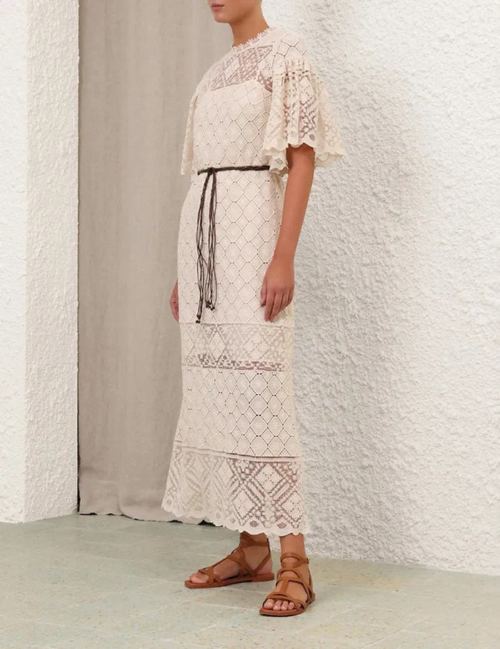 Women Zimmermann Dresses and Coverups Wylie Crochet Midi Dress Tea