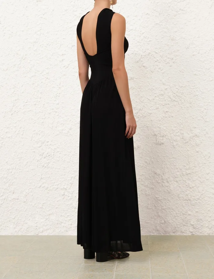 Women Zimmermann Dresses Crush Halter Neck Midi Dress Black