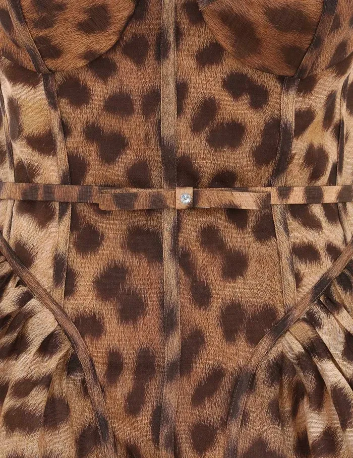 Women Zimmermann Dresses Crush Panelled Midi Dress Leopard