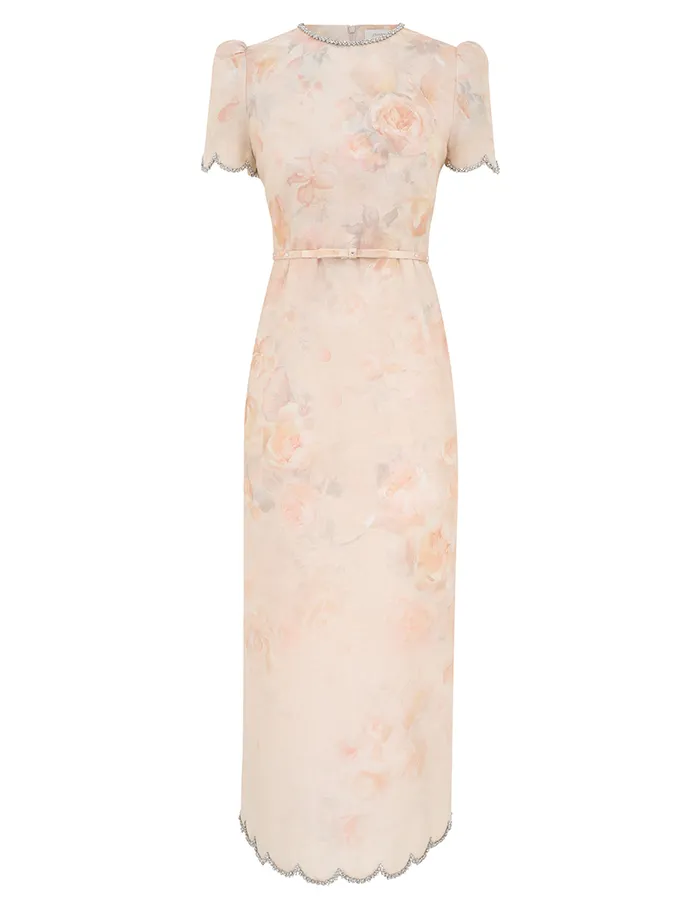 Women Zimmermann Dresses Crush Scalloped Midi Dress Ciara Floral