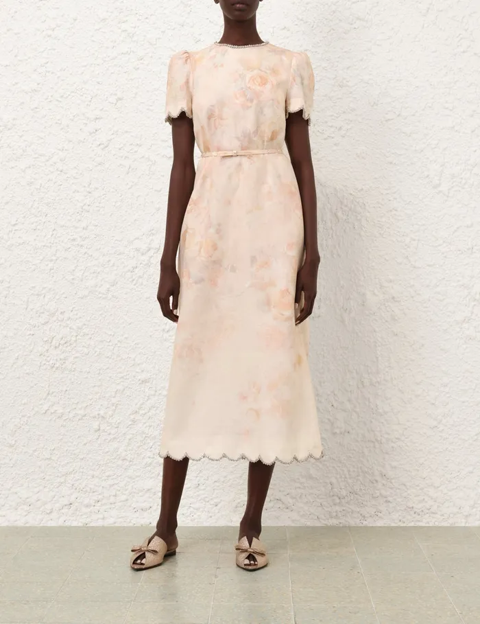 Women Zimmermann Dresses Crush Scalloped Midi Dress Ciara Floral