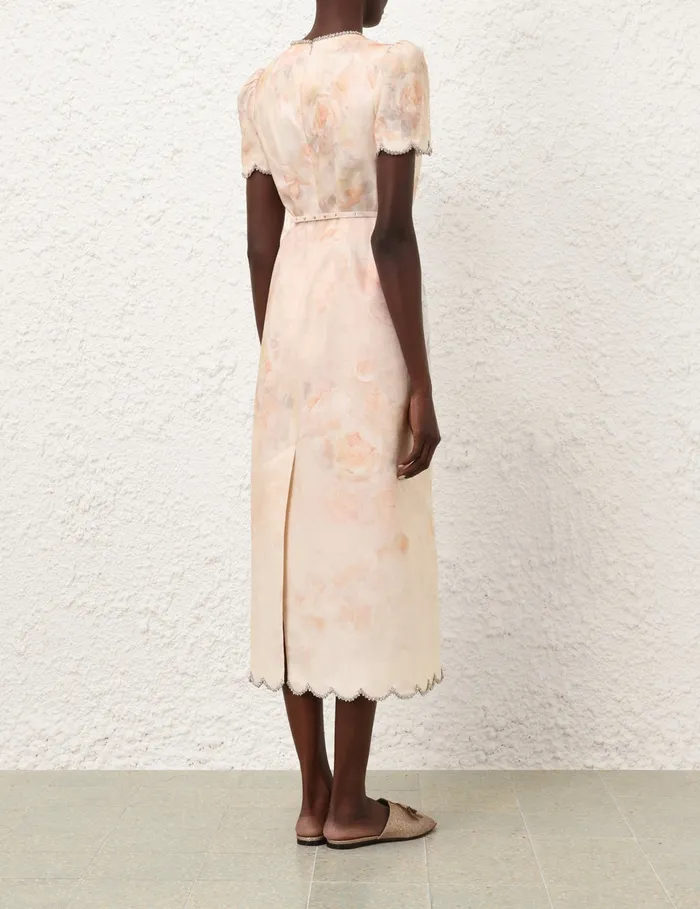 Women Zimmermann Dresses Crush Scalloped Midi Dress Ciara Floral