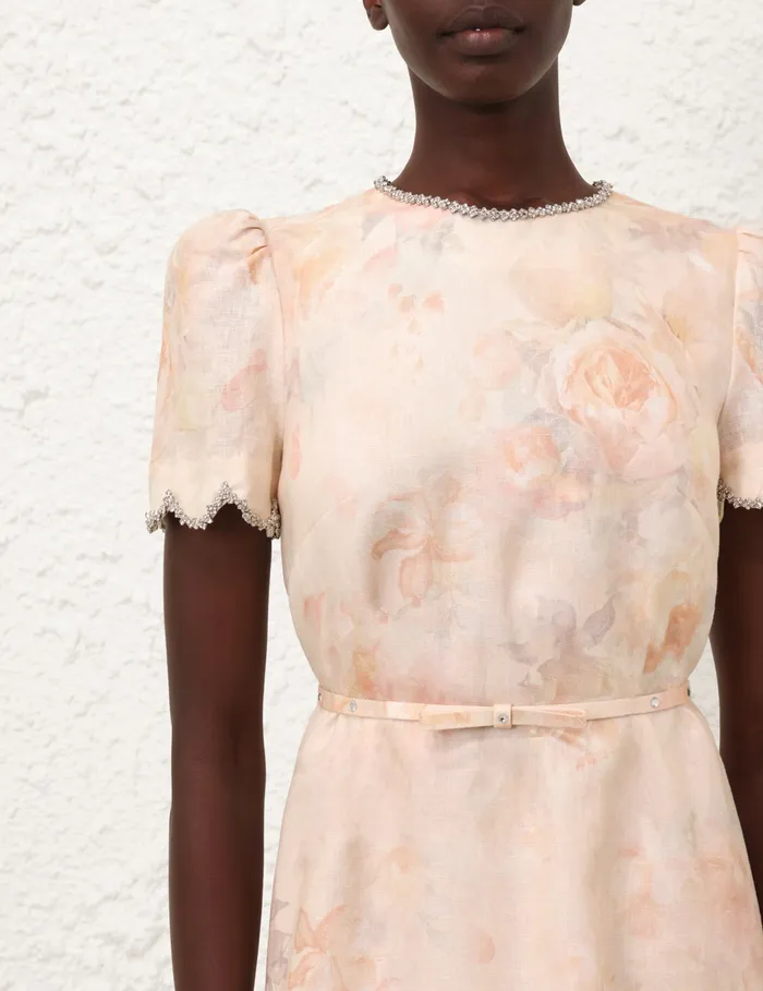 Women Zimmermann Dresses Crush Scalloped Midi Dress Ciara Floral