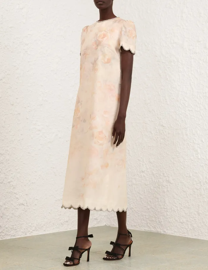 Women Zimmermann Dresses Crush Scalloped Midi Dress Ciara Floral