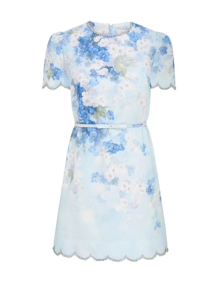 Women Zimmermann Dresses Crush Scalloped Shift Dress Blue Floral
