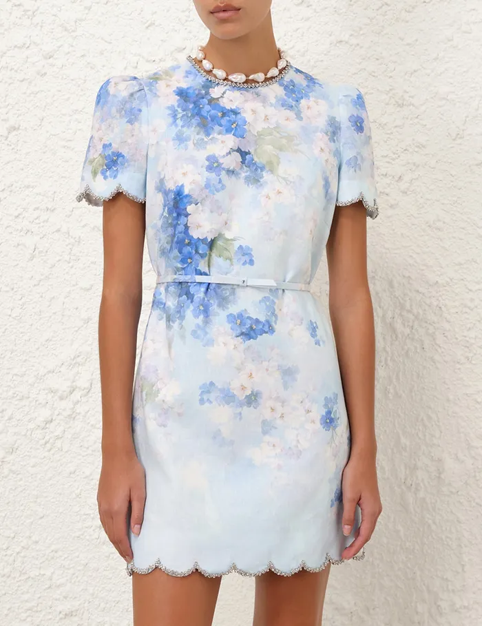 Women Zimmermann Dresses Crush Scalloped Shift Dress Blue Floral