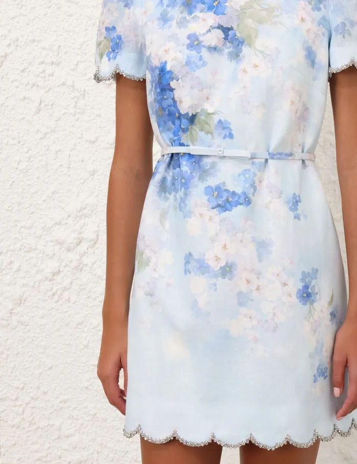 Women Zimmermann Dresses Crush Scalloped Shift Dress Blue Floral