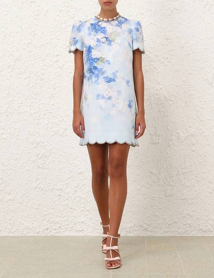 Women Zimmermann Dresses Crush Scalloped Shift Dress Blue Floral