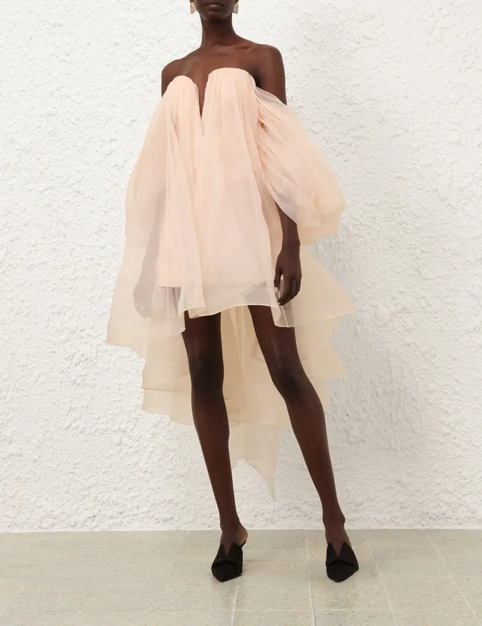 Women Zimmermann Dresses Crush Strapless Mini Dress Peach