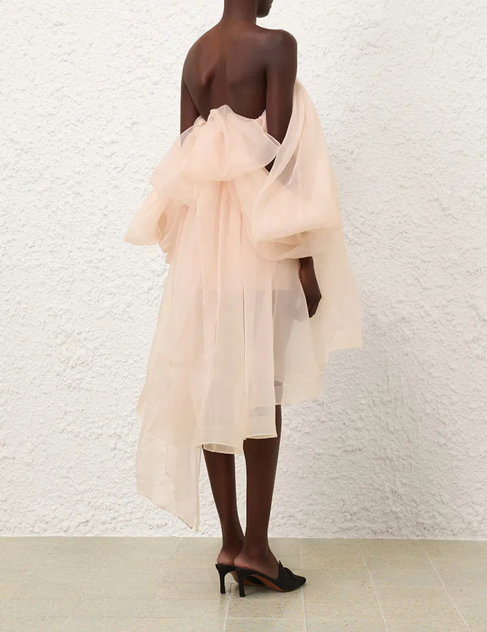 Women Zimmermann Dresses Crush Strapless Mini Dress Peach