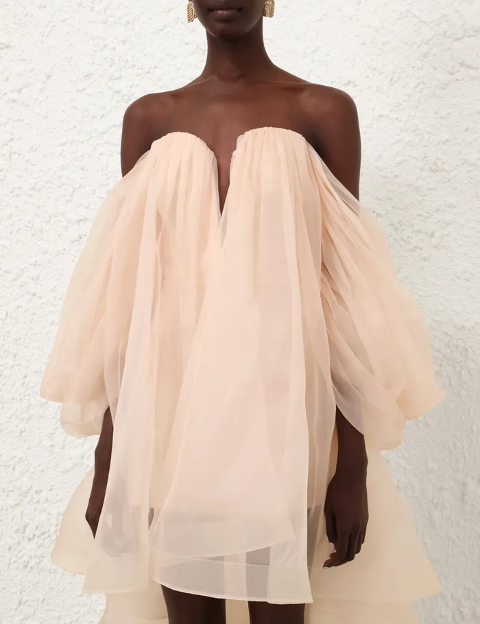 Women Zimmermann Dresses Crush Strapless Mini Dress Peach