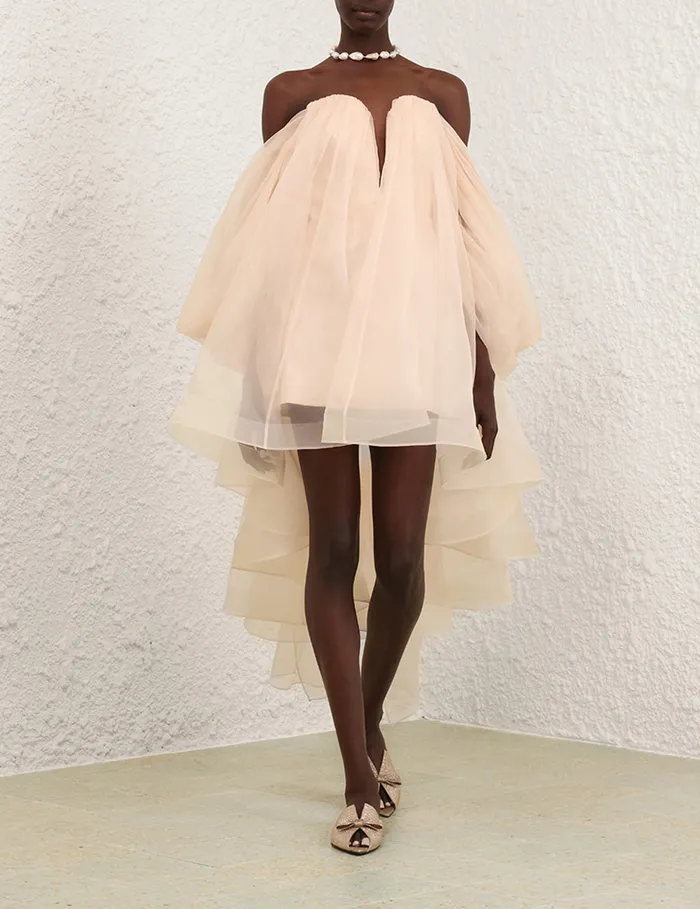 Women Zimmermann Dresses Crush Strapless Mini Dress Peach