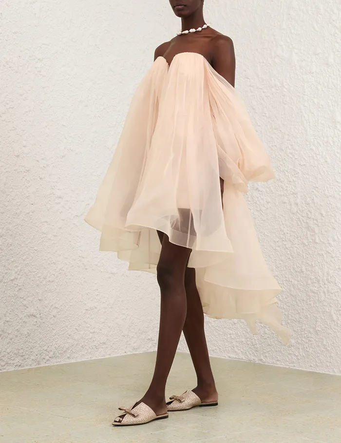 Women Zimmermann Dresses Crush Strapless Mini Dress Peach