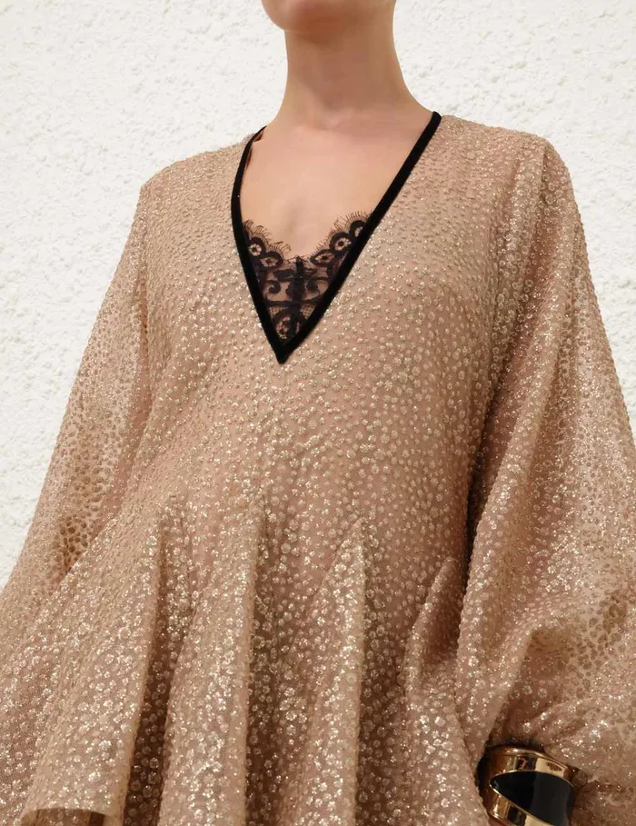 Women Zimmermann Dresses Pavilion Glitter Gown Champagne