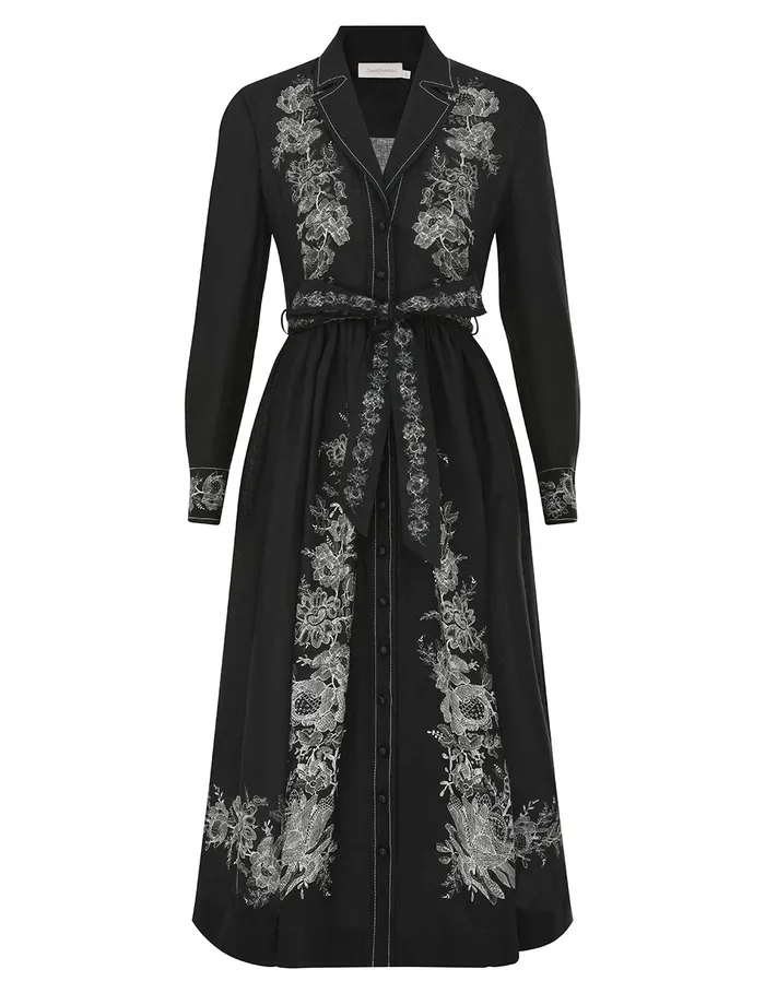 Women Zimmermann Dresses Shirt Midi Dress Black Floral