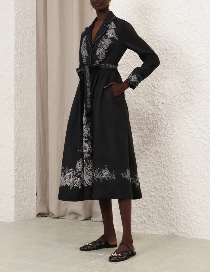 Women Zimmermann Dresses Shirt Midi Dress Black Floral