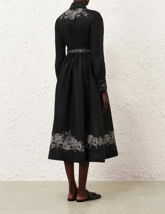 Women Zimmermann Dresses Shirt Midi Dress Black Floral