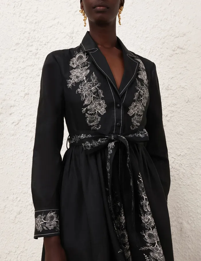 Women Zimmermann Dresses Shirt Midi Dress Black Floral