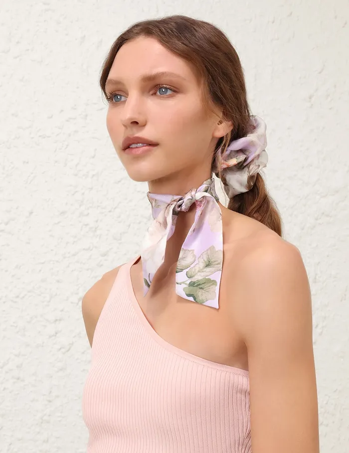 Women Zimmermann Hair Accessories Printed Silk Scrunchie Lilac Floral